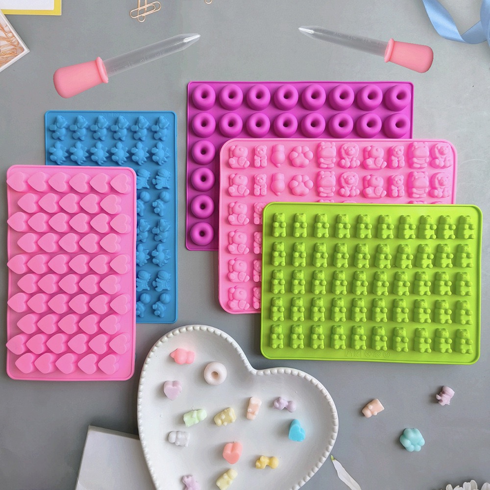Kitchen Baking Tray - 7Pcs Candy Silicone Moulds with 2