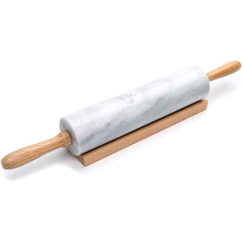 Rolling Pin Marble - 10-Inch White Marble Rolling Pin with