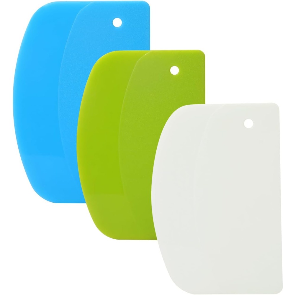 Dough Scraper Curved - Flexible Plastic Dough Scraper 3 Piece