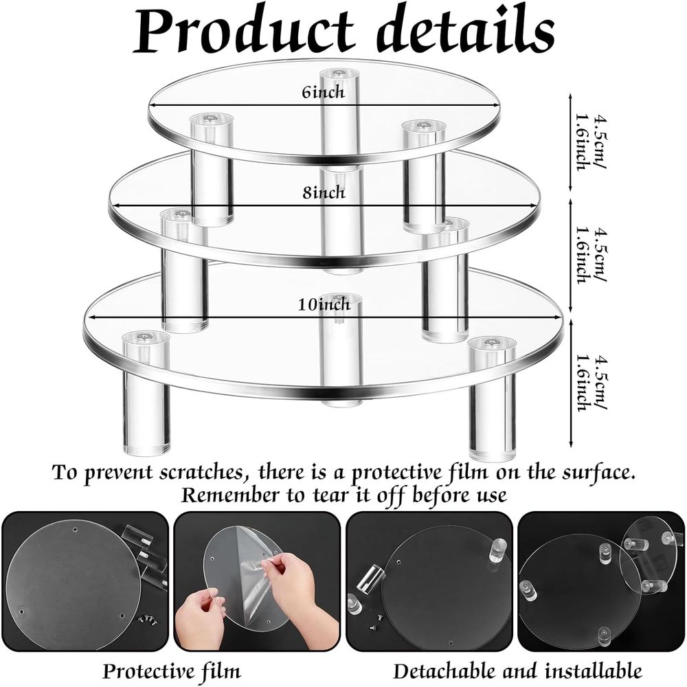 Round Acrylic Display Riser Cl - Cake Board Round ulasan dan harga