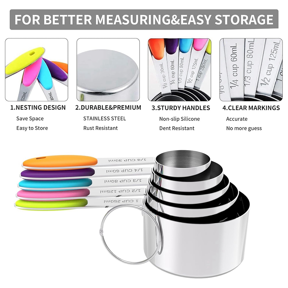 A25F-Measuring Cups And Spoons - Kitchen Baking Utensil Set ulasan dan harga