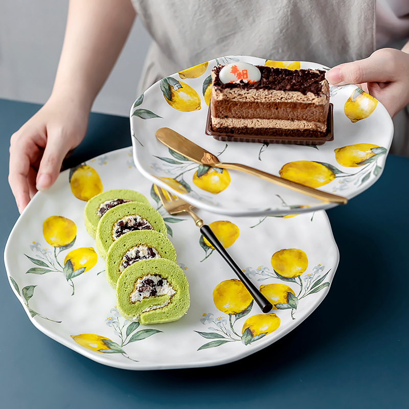 Lemon Ceramic Dinner Plate Set - Cake Board Round ulasan dan harga