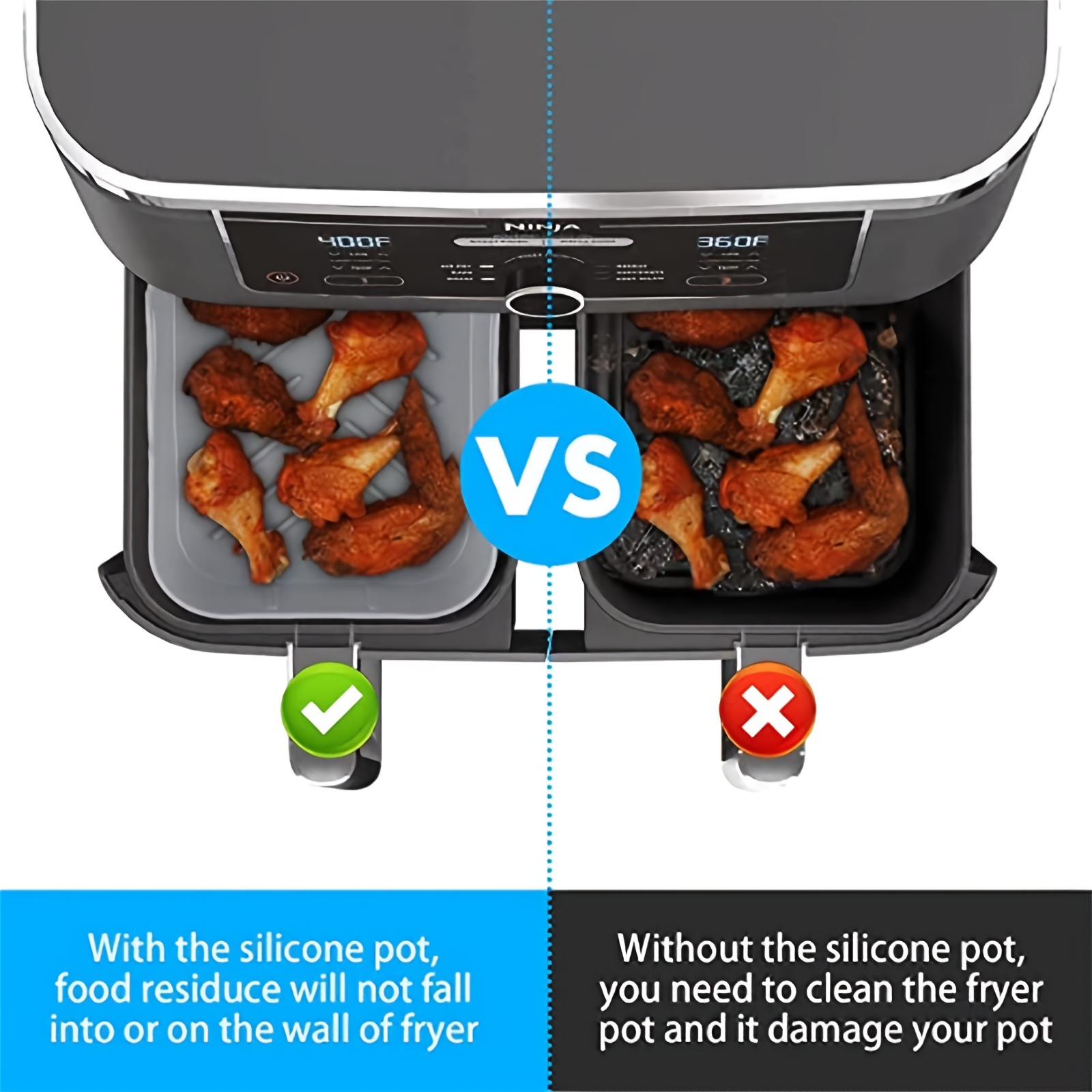 1/2Pcs Air Fryer Silicone Tray - Kitchen Baking Tray ulasan dan harga