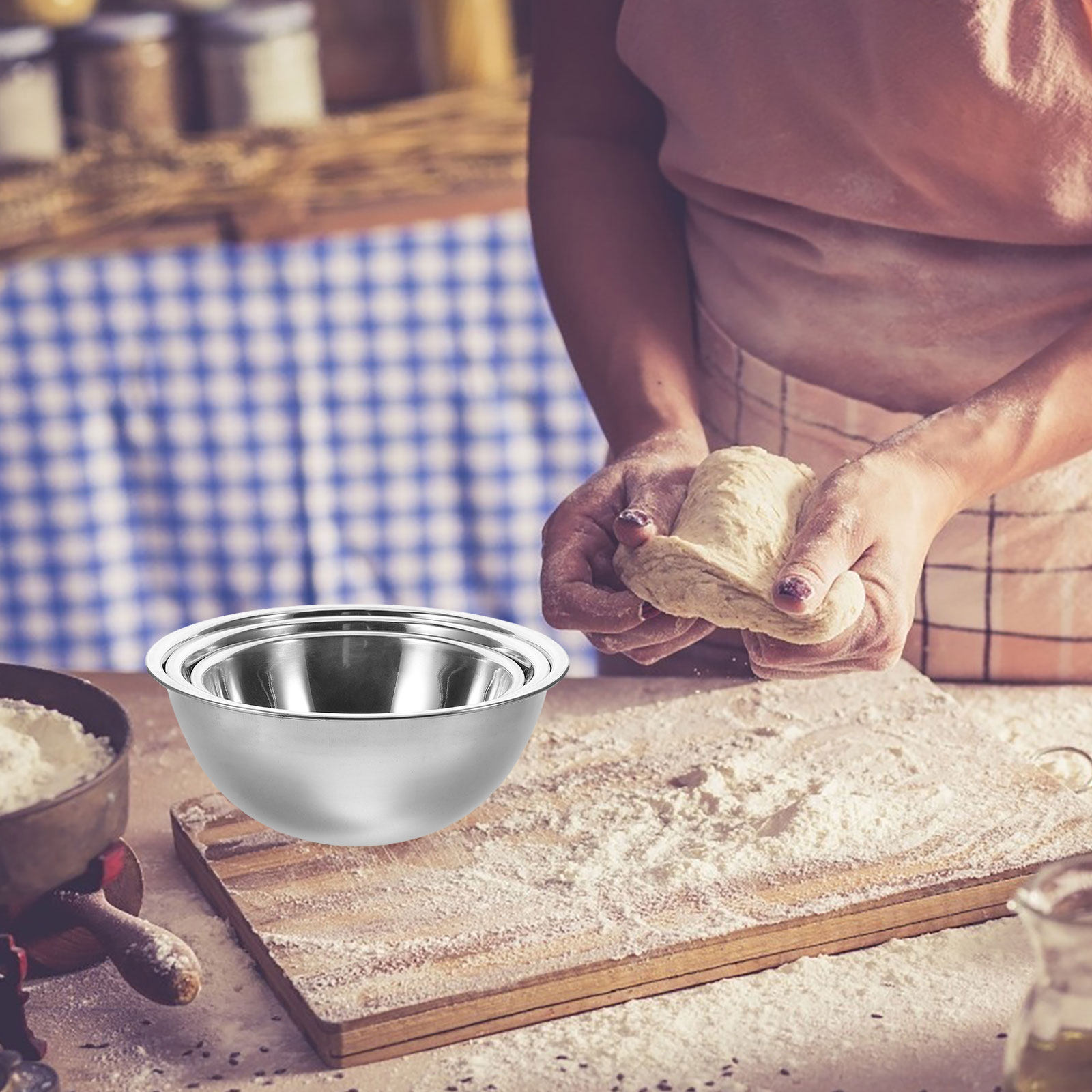 3Pcs Stainless Steel Mixing Bo - Kitchen Baking Bowls ulasan dan harga