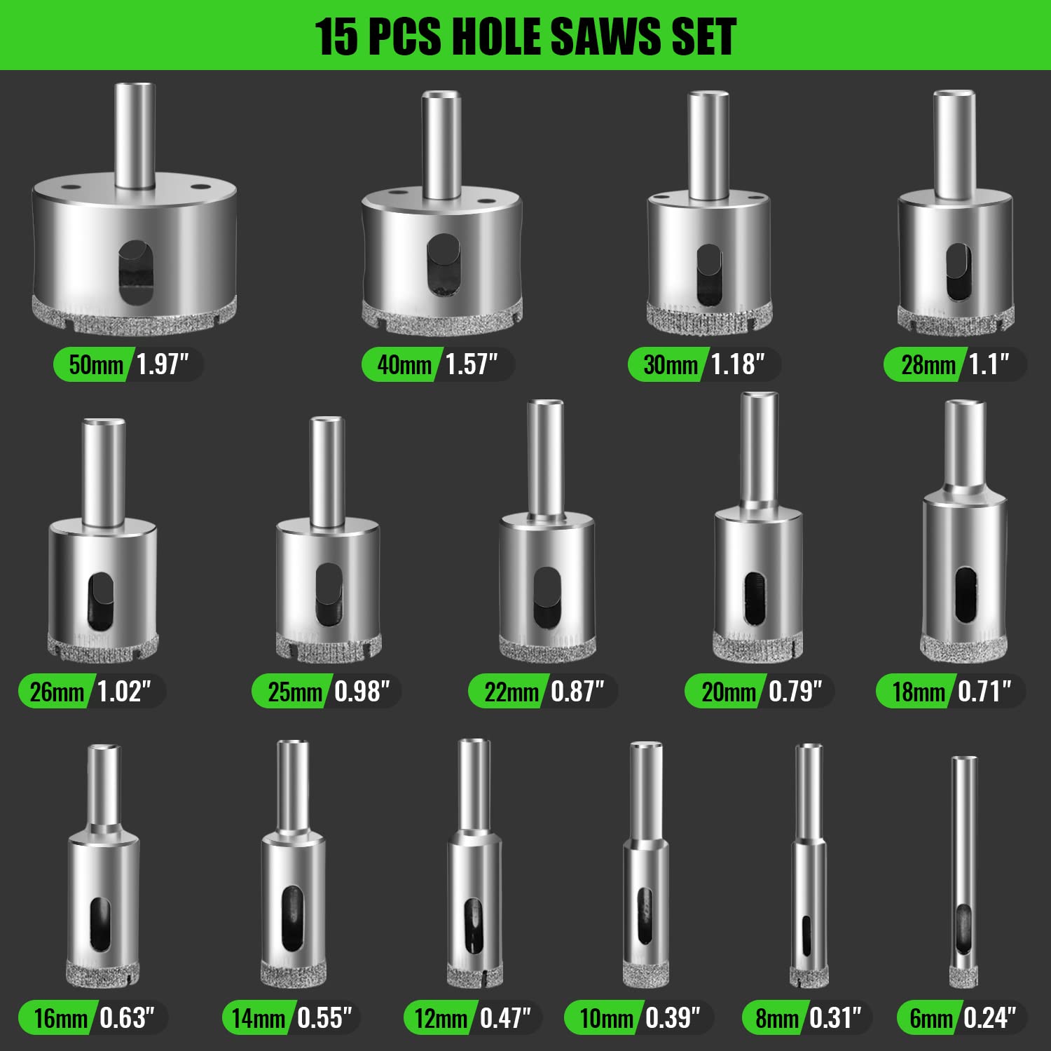 17Pcs Diamond Tile Drill Bits  - Rolling Pin Marble ulasan dan harga
